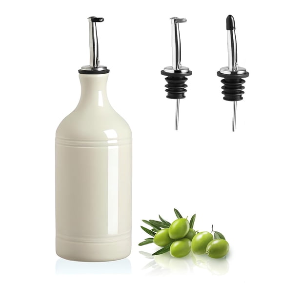 Botella dispensadora de aceite de oliva de cerámica Sweejar 460 ml, color beige
