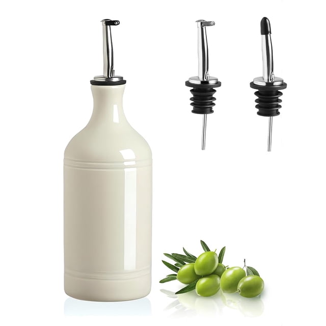 Botella dispensadora de aceite de oliva de cerámica Sweejar 460 ml, color beige