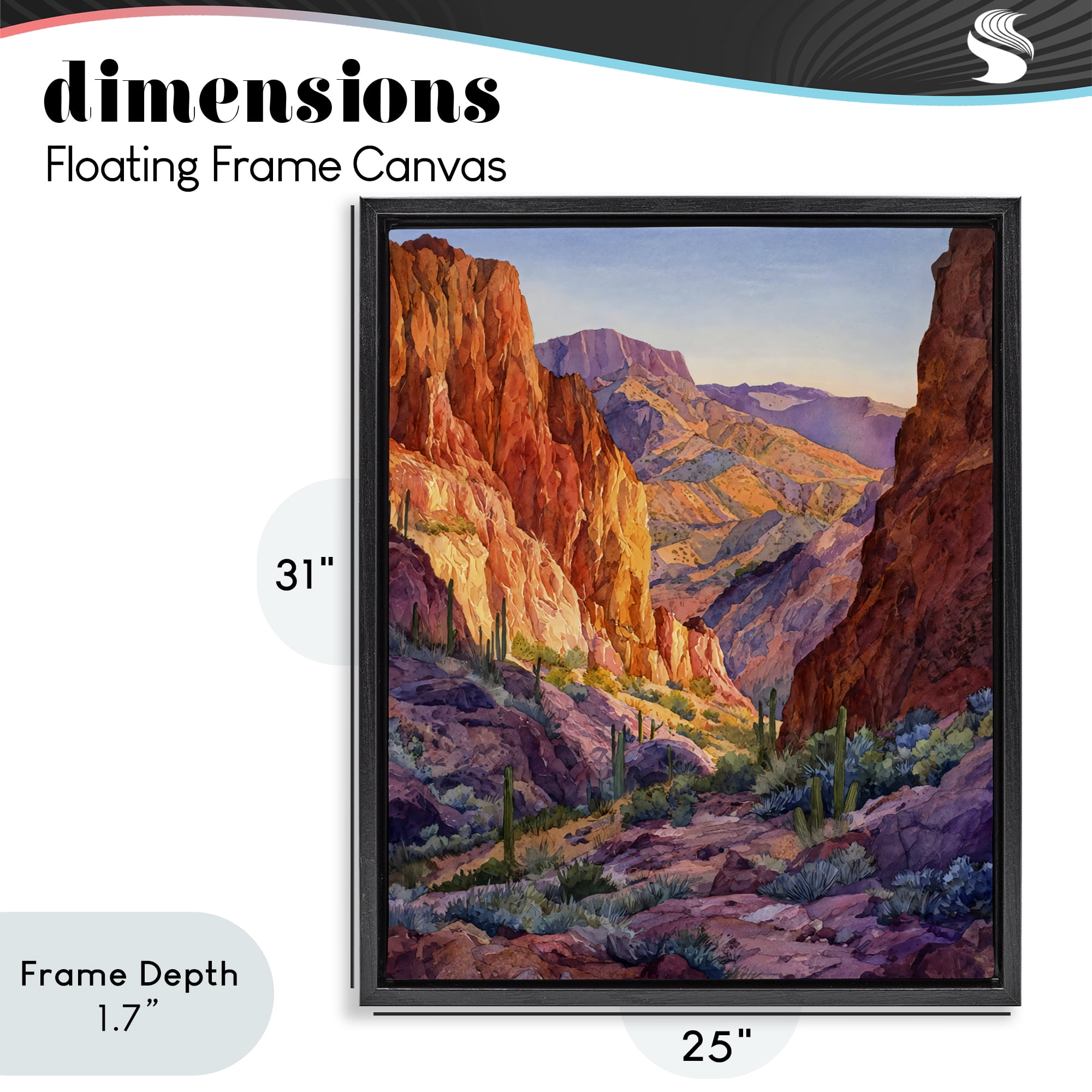 Stupell Industries Western Colors Canyon Black Framed Floater Canvas Wall Art, design by Franklyn Gregory