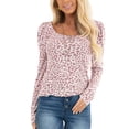 thumbnail image 2 of Camisa de Leopardo ANGGREK Top de Manga Larga para Mujer, Mangas Abullonadas, Cuello Redondo, Otros, 2 of 5