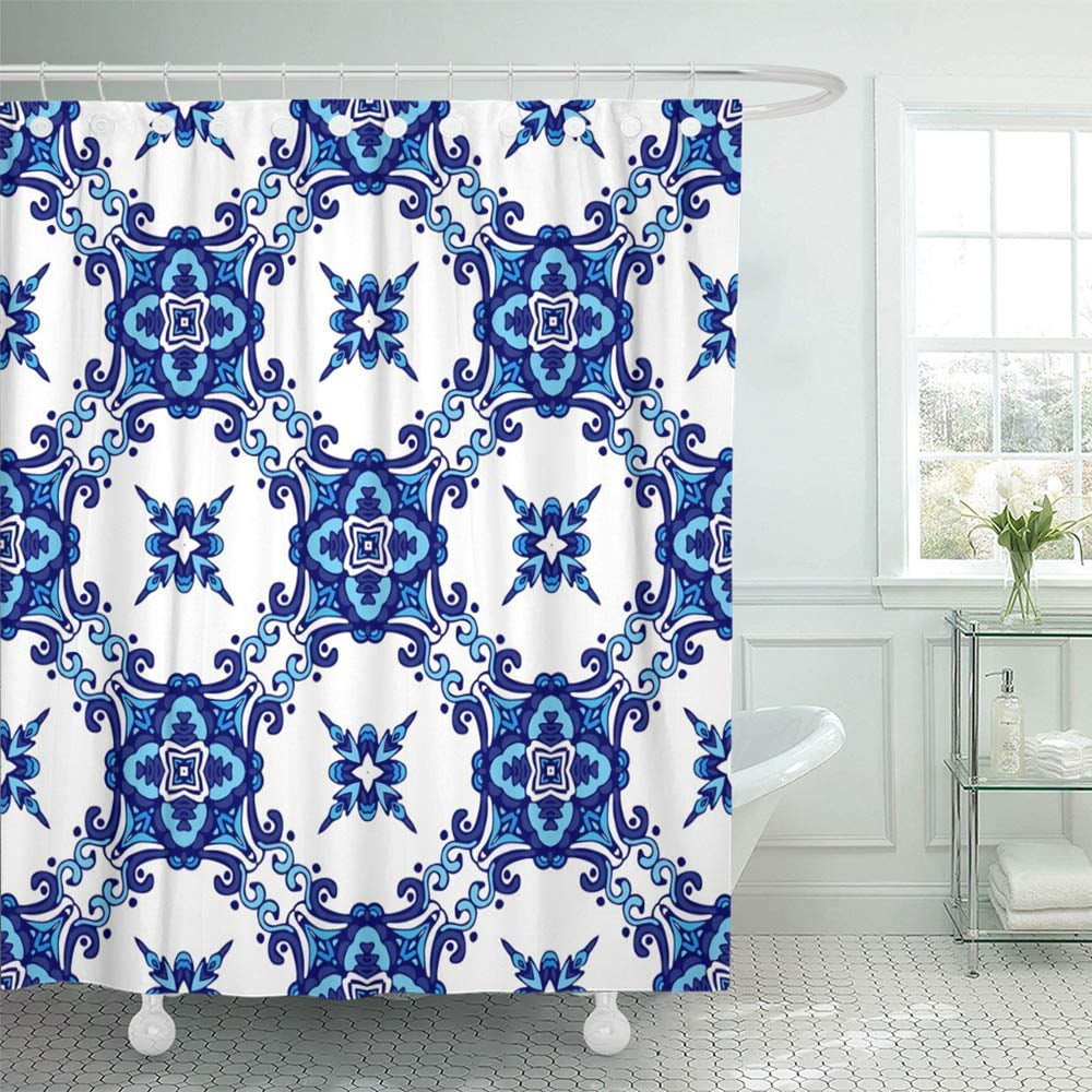 KSADK Blue Medallion Abstract Ornamental Pattern Paisley Geometric