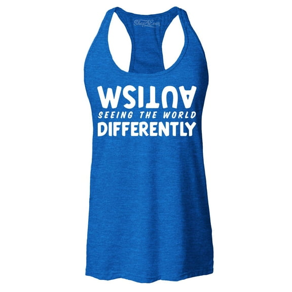 Shop4Ever Women's Autism Seeing the World Differently Racerback Tank Top XX-Large Royal Blue