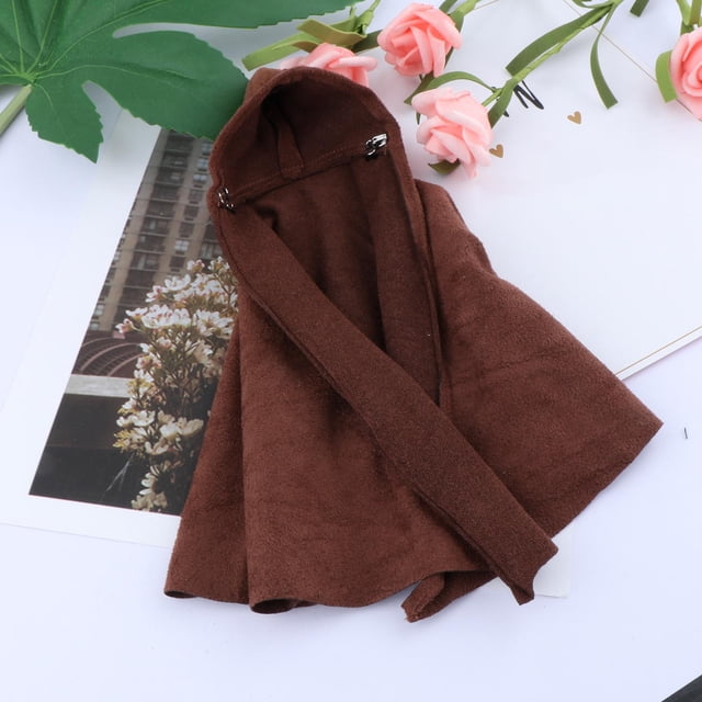 Capa de tela a escala 1:12 con sombrero, capa con capucha, hecha a mano en miniatura, elegante, a la moda, para accesorios de figuras de Café