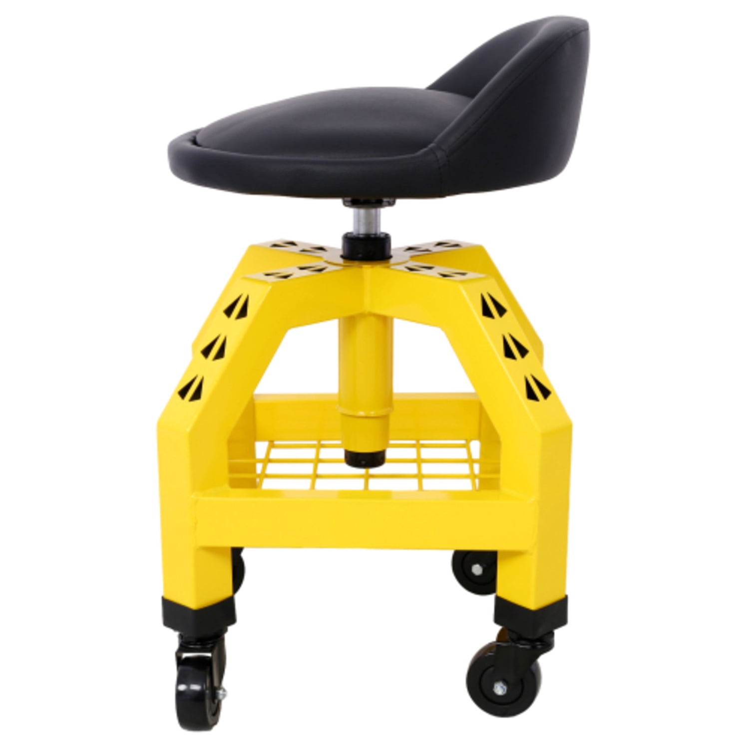 Pneumatic 360 Degree Swivel Stool  Mechanics Rolling Creeper Seat  Heavy Duty Rolling Mechanics Stool  Shop Stool with Casters yellow