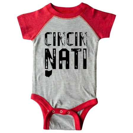 

Inktastic Cincinnati Ohio Distressed Font Gift Baby Boy or Baby Girl Bodysuit