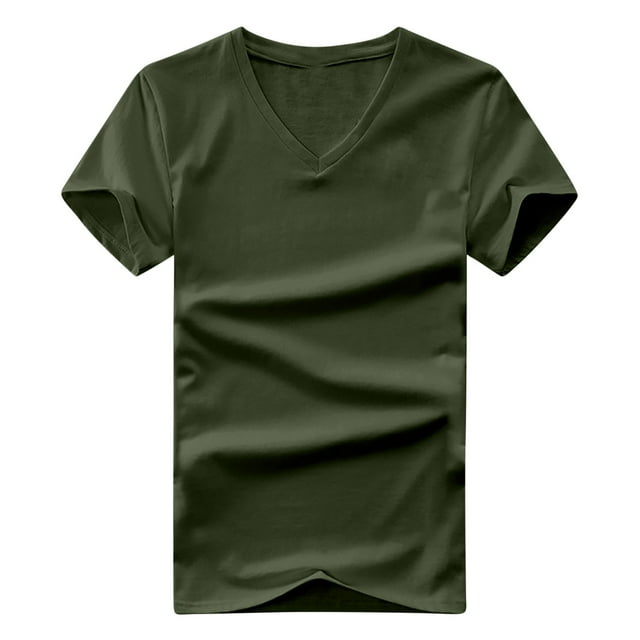 Mefallenssiah Hauts pour Hommes Col en V Clair Col Rond Manches Courtes top Manches Courtes Chemisiers à Col en V