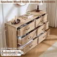 thumbnail image 3 of Joaxswe Farmhouse 6 Drawers Dresser Chests for Bedroom, Wood Rustic Horizontal Chset of Drawers, Natural Oak, 3 of 9