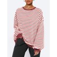 thumbnail image 2 of SUNSIOM Sweat-Shirt Rayé pour Femmes Contraste Couleur Manches Longues Col Rond Pull Décontracté Surdimensionné, 2 of 6
