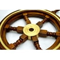 thumbnail image 3 of Nautical Ship Wheel with Brass Accents Boat's Wheel (18 inches), 3 of 3