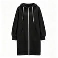 thumbnail image 6 of Oversize Winter Coats for Women, Women's Fashion Large Size Solid Color Zipper Hooded Plus Velvet Thickened Long Sleeve Jacket Black L, 6 of 6