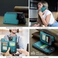 thumbnail image 4 of Feishell for iPhone 15 Case with Card Holder, Wallet Case for Women Men with RFID Blocking, Durable PU Leather Kickstand Magnetic Clasp Shockproof Phone Case,Blue, 4 of 9