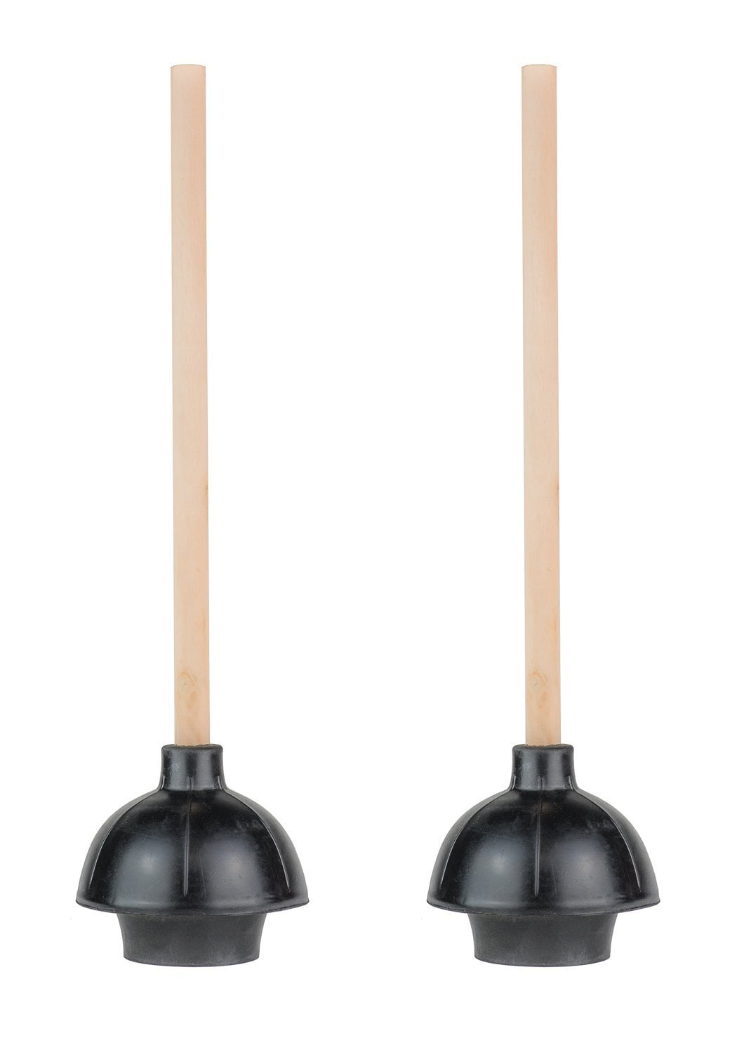 Pack of 2 Commercial Grade with 18” Wood Handle SteadMax Rubber Toilet Plunger Heavy Duty Double Thrust Force Cup 