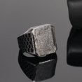 thumbnail image 4 of PAMTIER Men's Stainless Steel Retro Unique Hip Hop Punk 19MM Geometric Square Honeycomb Pattern Biker Ring Rock Statement Band Ancient Silver Size 9, 4 of 5