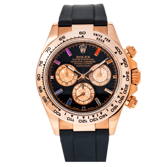 Pre-Owned Rolex Daytona 116515LN 40MM Black Rainbow Diamond Dial With Black Oysterflex Bracelet