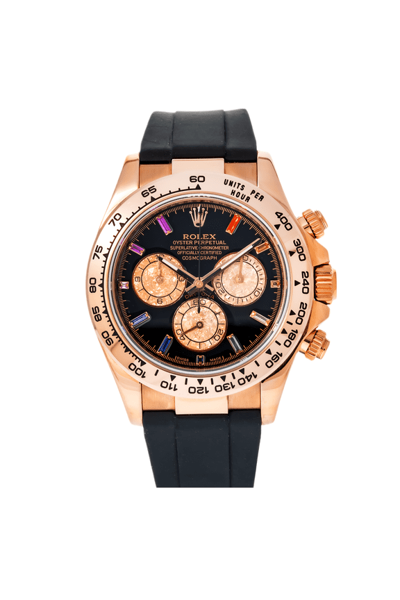 Pre-Owned Rolex Daytona 116515LN 40MM Black Rainbow Diamond Dial With Black Oysterflex Bracelet