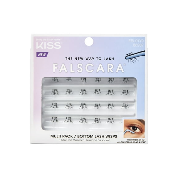 KISS Falscara Multipack, Lash Clusters, Bottom Lash Wisps, 10mm-12mm-14mm, 24 Wisps