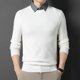 thumbnail image 2 of Suéteres falsos de dos piezas de alta gama, suéter de cuello camisero para hombre, manga larga, otoño, nuevo, color puro, parte inferior de punto grueso, 2 of 4