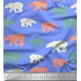 thumbnail image 1 of Soimoi Blue Rayon Fabric Colorful Polar Bear Animal Print Fabric by the Yard 56 Inch Wide, 1 of 3