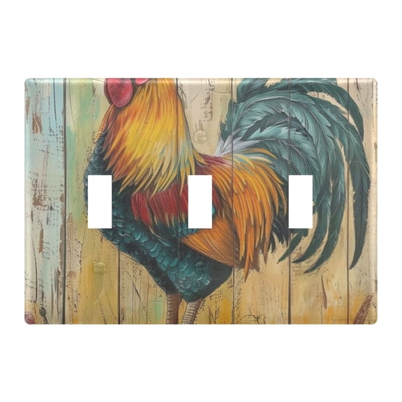Light Switch Cover Wood Rooster Farmhouse Plates Faceplate Decorative Switch Plate for Bedroom Home Decor