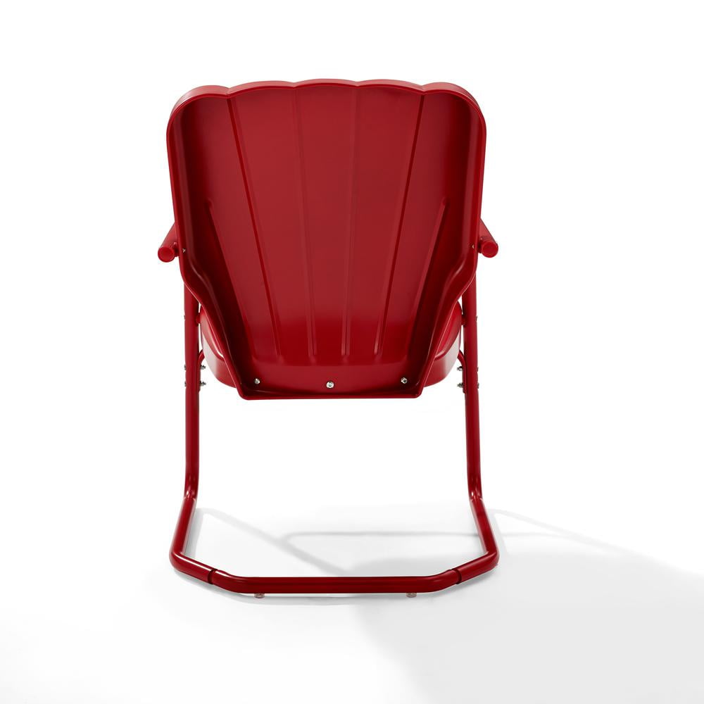 Crosley Furniture Ridgeland Metal Patio Chair in Bright Red Gloss (Set of 2)
