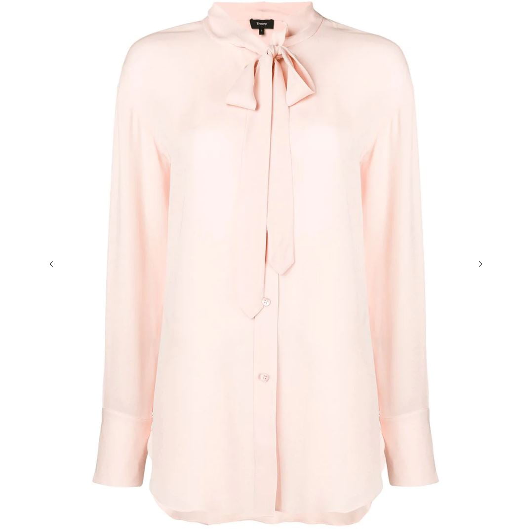 Theory Tops & Blouses - Womens Medium Tie Neck Button Front Silk Blouse ...