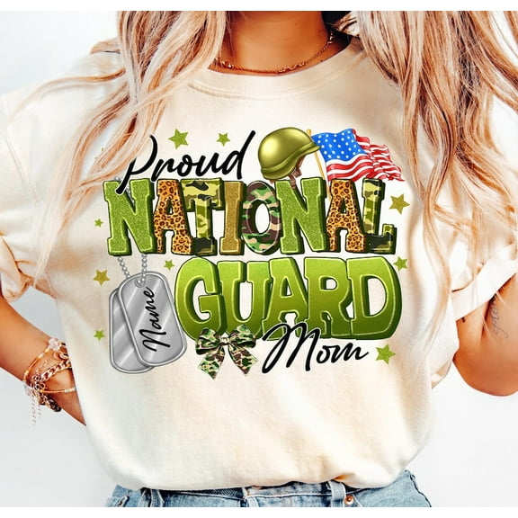 Proud National Guard Mom T-Shirt – Military Family Camo Shirt with Patriotic Dog Tag