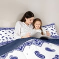 thumbnail image 4 of Homewish Retro Boho Printed Twin Comforter Sets,Paisley Floral Bedding Set,Navy White,Navy Blue Reversible,2-Piece,1 Comforter and 1 Pillowcase, 4 of 7