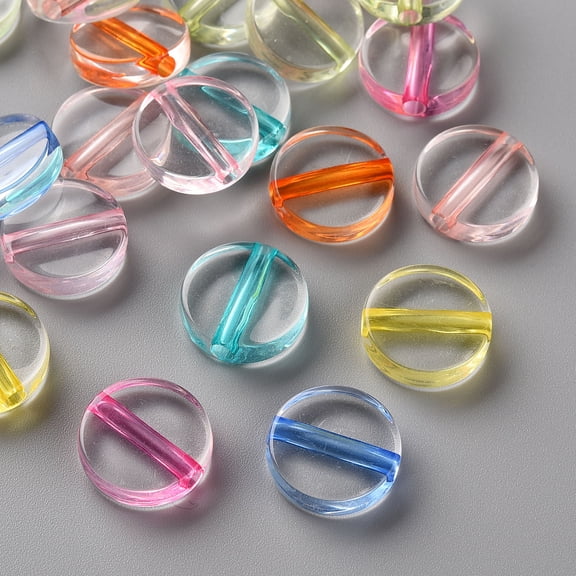 Transparent Acrylic Beads Flat Round Mixed color 16x5mm Hole: 2.8mm