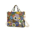 thumbnail image 7 of FORMRS Womens Corduroy Tote Bag Crossbody Shoulder Handbag with Pocket, Blue Floral, 7 of 7