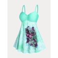 thumbnail image 1 of Tankini con Estampado de Mariposa en Talla Extra Rosegal Camisetas tallas grandes, 1 of 5