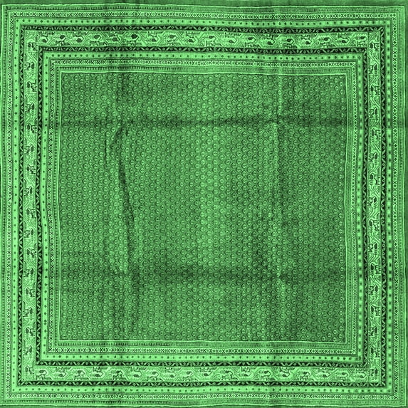 Ahgly Company Indoor Square Persian Emerald Green Traditional Area Rugs, 3' Square