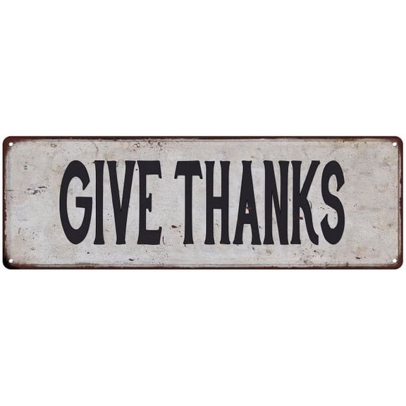 GIVE THANKS Vintage Look Rustic 8x24 Metal Sign Chic Retro 108240035095