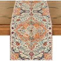 Boho Bohemia Style Orange Table Runner, Country Rustic Farmhouse Magical Fall Kitchen Dining Table Decoration for Home Party Decor 13x90 Inch