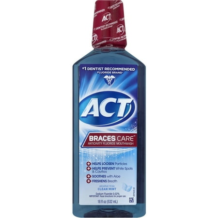 (2 pack) ACT Braces Care Anticavity Fluoride Mouthwash, 18 Fl (Best Mouthwash To Use)