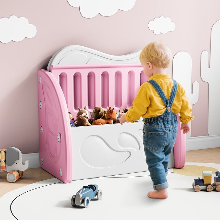 SESSLIFE Toy Box for Boys Girls, Plastic Kids Storage Organizer
