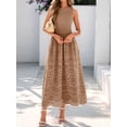 thumbnail image 4 of Jaimenalin Women'S Summer Dresses Sleeveless Crewneck A-Line Boho Lace Eyelet Tank Maxi Dress with Pockets Khaki XL, 4 of 9