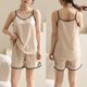 thumbnail image 1 of Karight Sleepwear for Womens Straps Tank Top Shorts 2 Piece Pajamas Lace Faux Silk Nightgowns Plain Match Thin Pjs Sets, 1 of 5