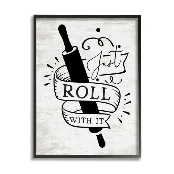 Stupell Industries Roll With It Kitchen Food & Beverage Painting Black Framed Art Print Wall Art, 11 x 14
