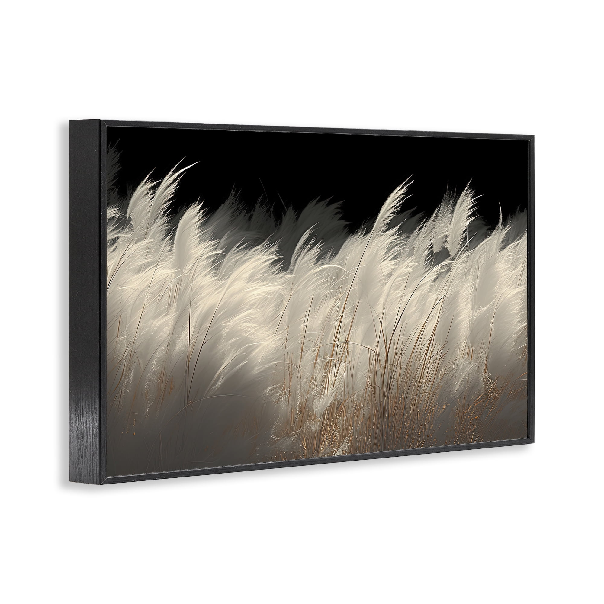 White Feathers Windblown Grasses Black Framed Giclee Art, design by Decent Exposures