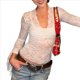 thumbnail image 3 of Top Corto Ajustado de Encaje con Escote en V Profundo y Larga para Mujer L, 3 of 10