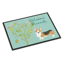 Carolines Treasures BB7609JMAT Welcome Friends Pembroke Welsh Corgi Tricolor Doormat 24x36 36"L x 24"W multicolor