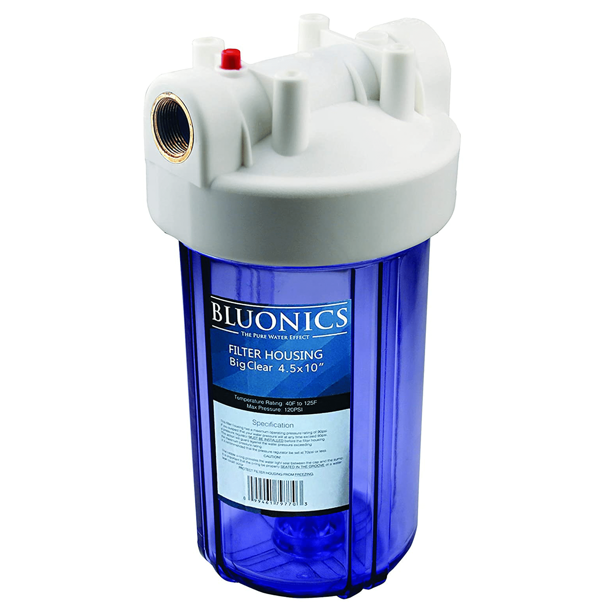 Clear Whole House Big Blue Water Filter System,1" NPT Pleated Washable/Reusable 