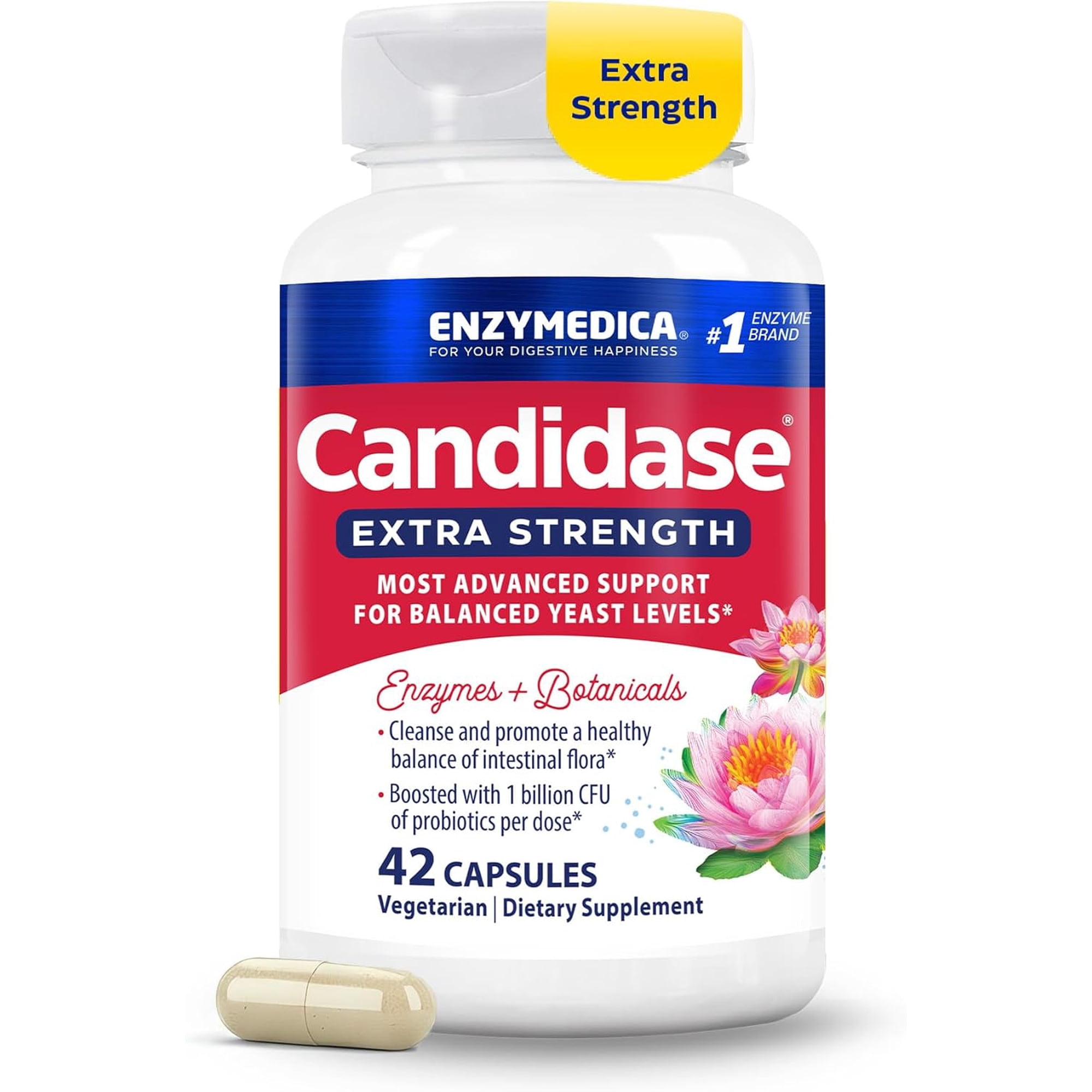 Enzymedica Candidase Extra Strength, Cleanse Support for Gut & Microbiome Health, 42 Capsules