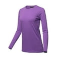 thumbnail image 2 of A2Y Women's Basic Solid Soft Cotton Long Sleeve Crew Neck Top Shirts Purple 1XL, 2 of 3