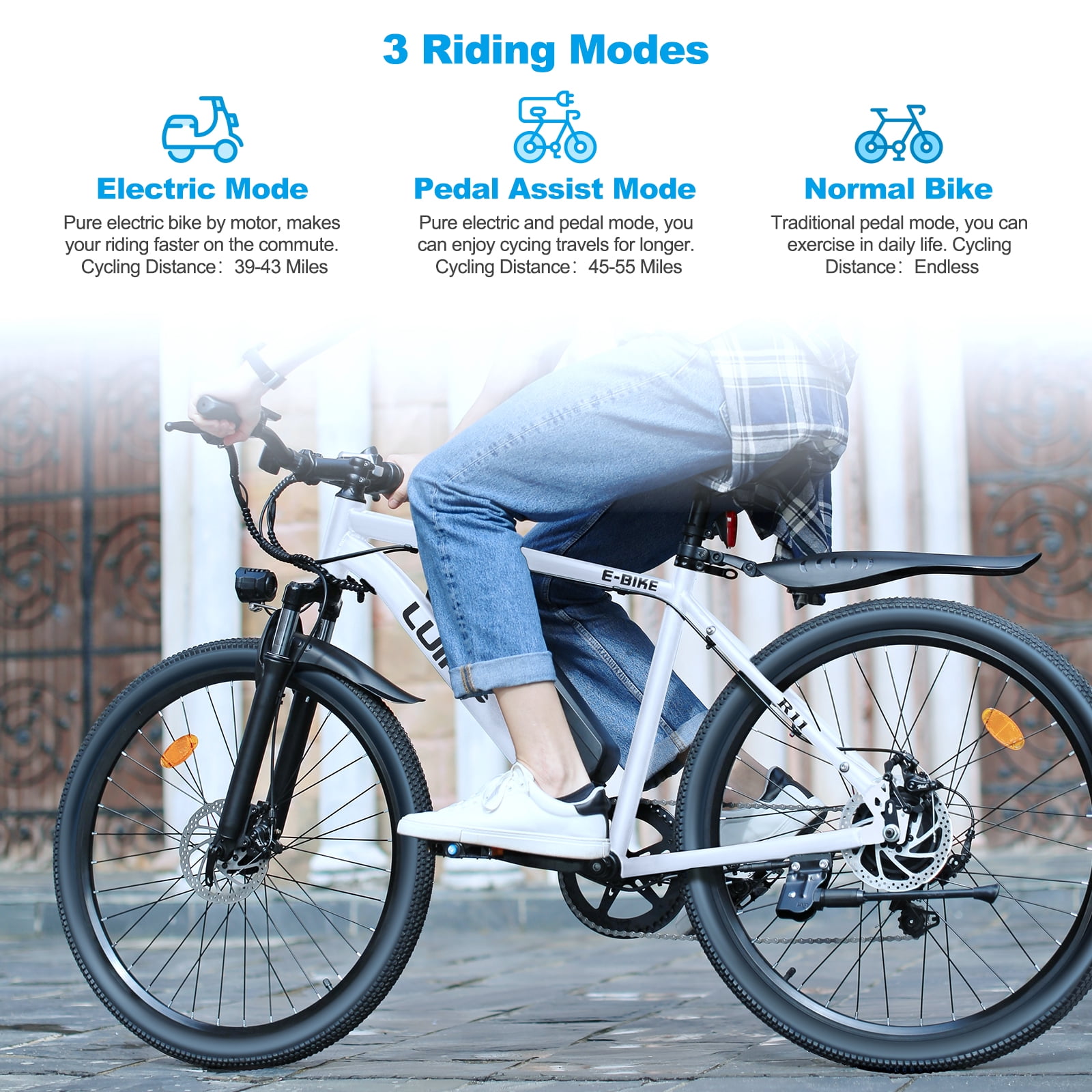 26" Electric Bike for Adults, 500W Ebike, 36V 10.4Ah Battery, 20MPH Electric Bicycles, Ebike for Adults, E Bike UL2849
