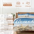 thumbnail image 6 of 3 Piece Blue Starfish Duvet Cover Set Twin Size,Microfiber Comforter/Quilt Cover with Corner Ties and 2 Pillowcases,Coastal Coral Ocean Ombre Brown Wooden All Season Soft Bedding with Zipper Closure, 6 of 8