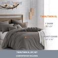 thumbnail image 3 of Swift Home Ultra Soft Crinkled Texture Pre-Washed Duvet Cover & Sham Set (Comforter not Included), Twin/Twin XL (68"x 90"), Driftwood, 3 of 4
