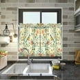 thumbnail image 2 of Yayeee Kitchen Curtains Light Filtering 27"x36" Rod Pocket Short Cafe Window Panel, Green Floral Pattern, 2 of 7