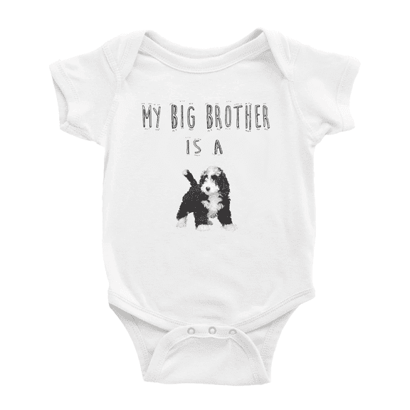 My Big Brother Is A Portuguese Water Dog Cute Baby Clothing Bodysuits Boy Girl Unisex