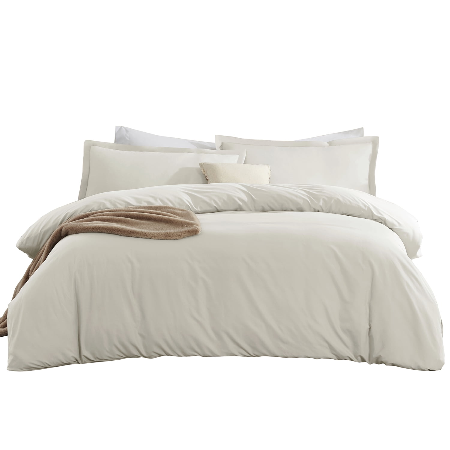 LammaLoe Duvet Cover King 3 Piece, Luxury Microfiber Bedding Sets with 2 Pillow Shams, Off white